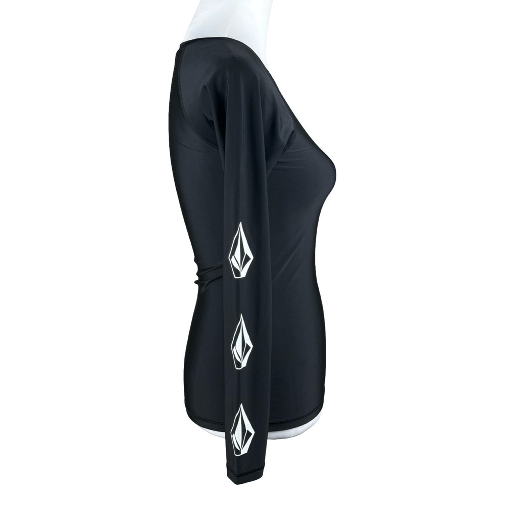 NWT Volcom Simply Core Black UPF 50+ Long Sleeve Arm Logo Rashguard Swim Top